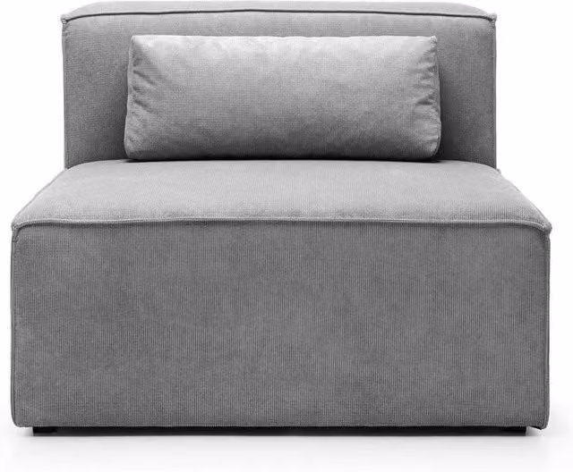 Abakus Direct Doris Armless Modular Accent Chair in Light Grey Cord Chenille, W/D/H: 94 x 94 x 73 cm