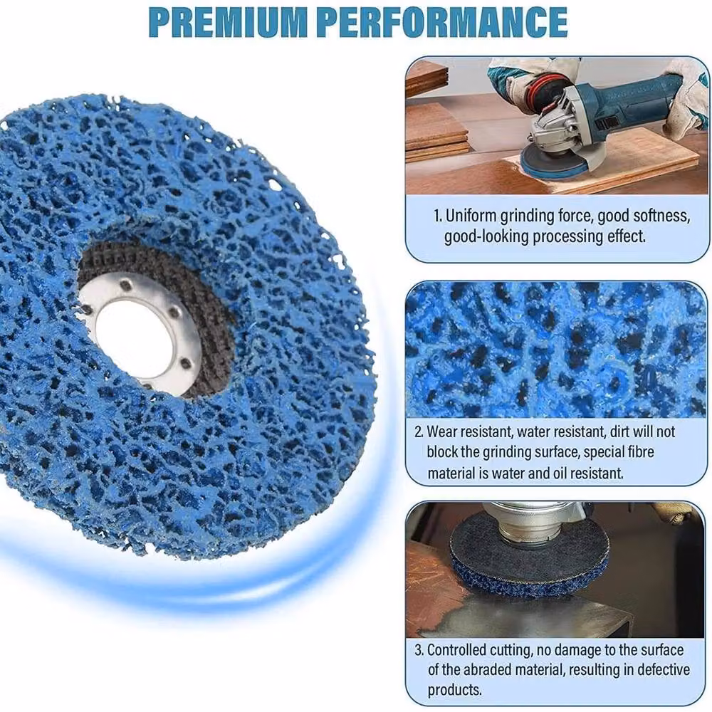 NESTLUNE Blue Poly Strip Disc Wheels for Angle Grinders, Rust and Paint Remover – 4
