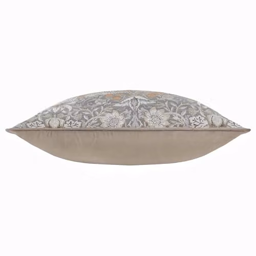 Morris & Co. Strawberry Thief Feather Rich Filled Cushion, Jacquard Velvet Floral Pillow in Beige, W/D/H: 55 x 55 x 55 cm – 2