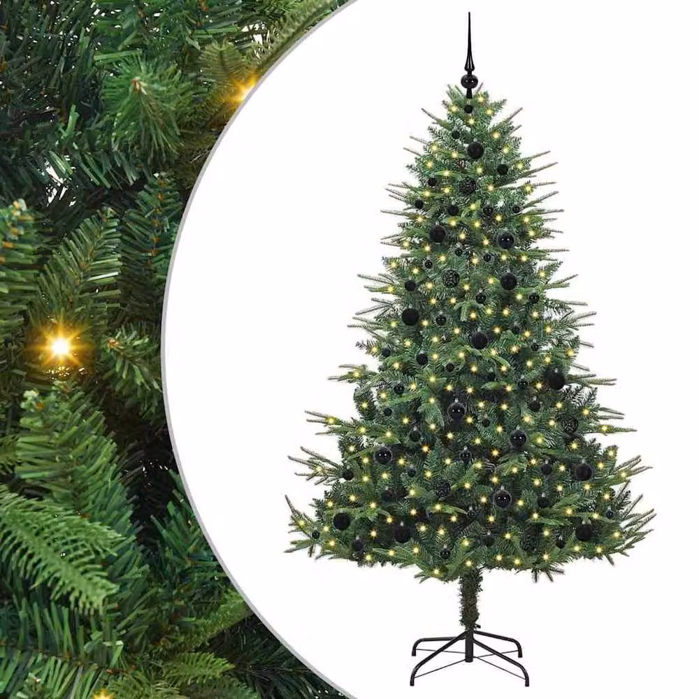 Berkfield Home Artificial Pre-lit Christmas Tree with Ball Set, Green, Height: 210 cm – 2