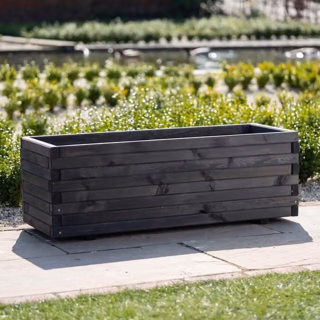 Primrose Grey Wooden Raised Bed Planter Tub for Ornamental and Vegetable Gardens