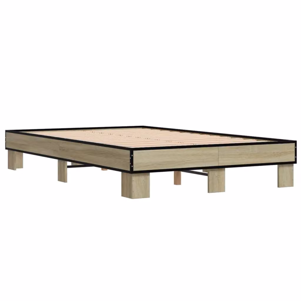 Berkfield Home Sonoma Oak Bed Frame in Brown, W/D/H: 120 x 200 cm – 2