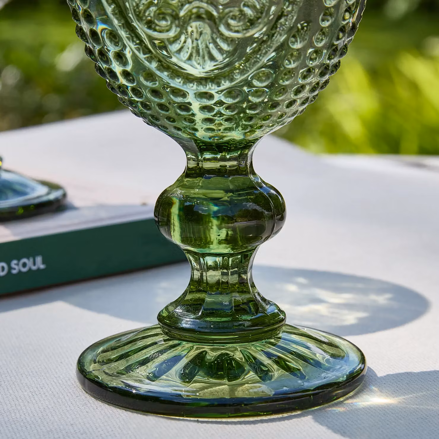 Dibor Set of 2 Green Vintage Luxury Wine Glasses, 310ml per glass – 3