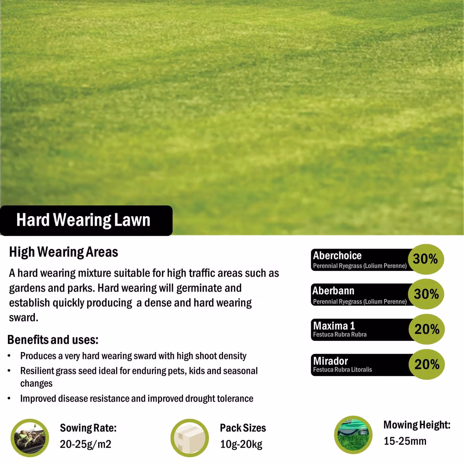Pegdev Hardwearing High Yield Lawn Seed for Gardens and Parks, 5kg – 2