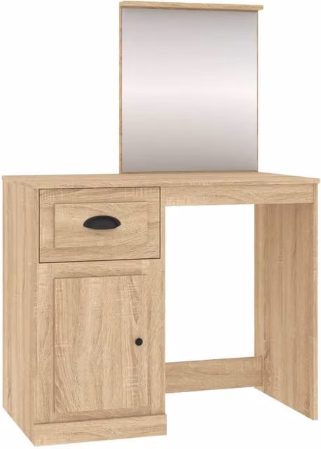 Berkfield Home Dressing Table with Mirror in Sonoma Oak, W/D/H: 90 x 50 x 132.5 cm – 1