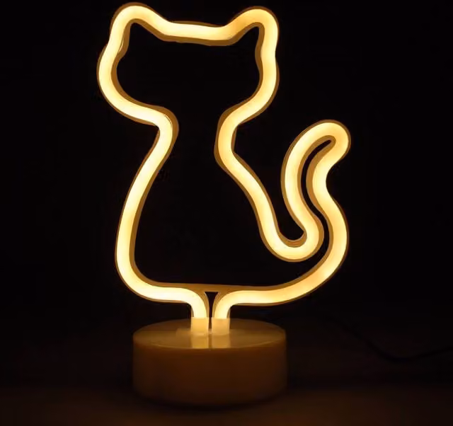 Simpa LED Novelty Neon Cat Light in Warm White