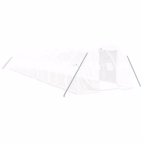 vidaXL Greenhouse with Steel Frame in White, 54 m2, W: 18 m, D: 3 m, H: 2 m