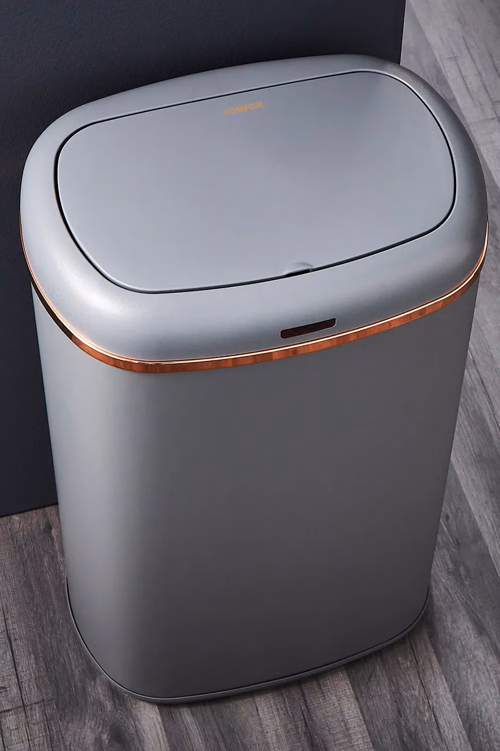 Tower Cavaletto Square Sensor Bin, 58L, Grey and Rose Gold Stainless Steel – 3