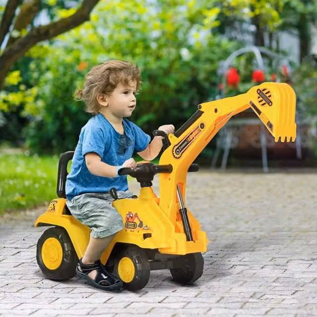HOMCOM 2 in 1 Kids Ride On Tractor with Bucket, Yellow
