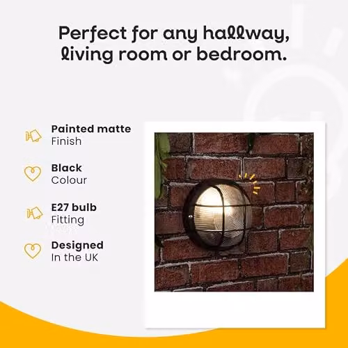 ValueLights Pendle Black Modern Round Outdoor Wall Bulkhead Light – 3