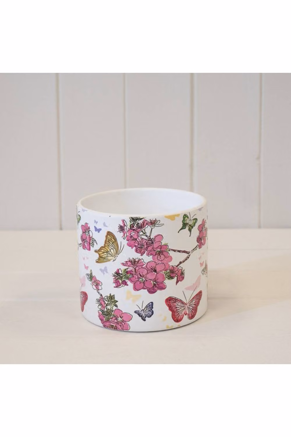 KDMD White and Pink Floral Butterfly Ceramic Tabletop Pot – 2