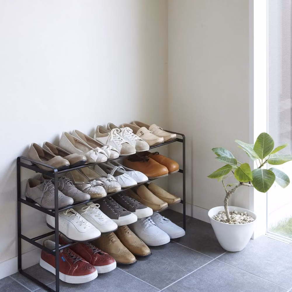 Yamazaki 3-Tier Extendable Metal Shoe Rack in Matt Black, W41-70 x D25 x H46 cm – 2