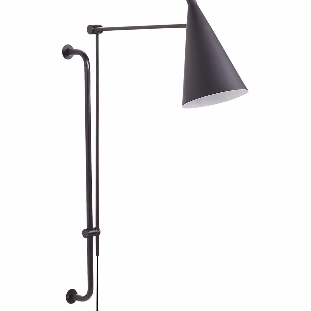 Wyld and Coco Black Metal Wall Lamp with Adjustable Arm and Cone Shade – 2