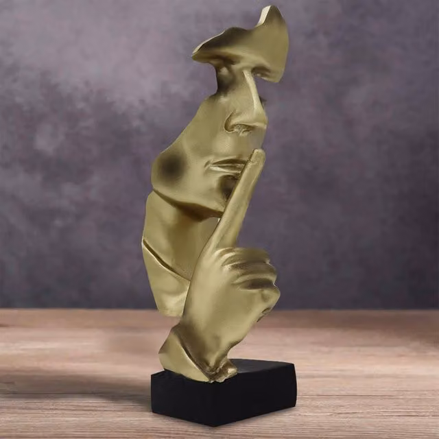 Huhote Gold Resin Thinker Abstract Art Sculpture for Home or Office Decor