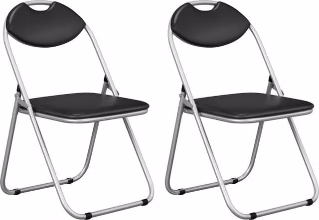 Costway 2 Pack Black Synthetic Leather Folding Chairs
