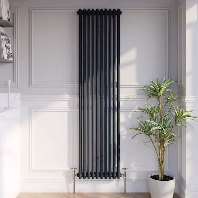 Temprazo Anthracite Steel Wall Mounted Column Radiator H: 119 cm, W: 30 cm, D: 7 cm