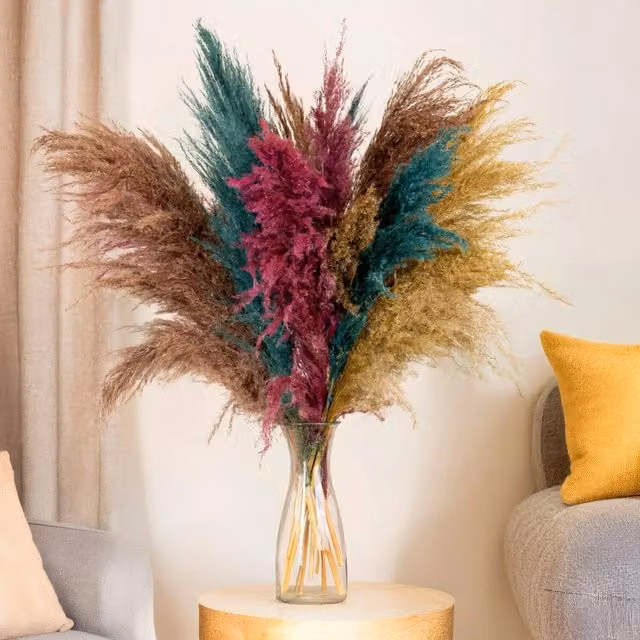 Marco Paul Extra Large Artificial Pampas Reed in Brown, Pink and Blue
