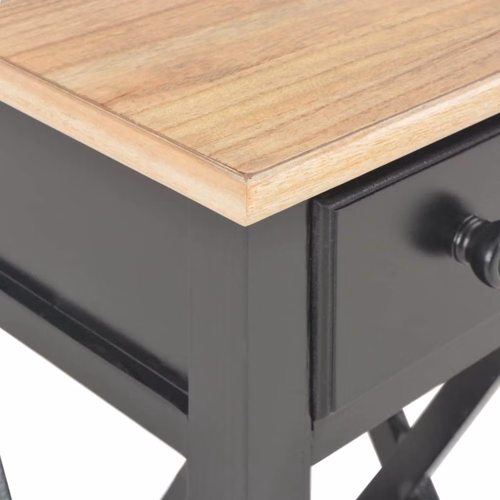 Berkfield Home Black Lacquered Pine Wood Side Table, W/D/H: 27 x 27 x 65.5 cm – 3