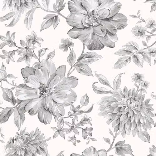 Fine Decor Isabella Floral Botanical Wallpaper Roll, Grey, Non-Woven and Washable