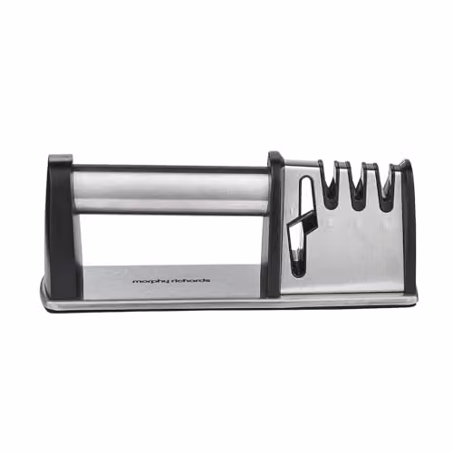 Morphy Richards 4-in-1 Manual Knife Sharpener in Silver with Stainless Steel Body