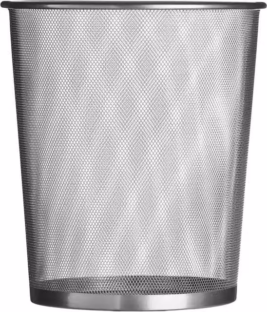 Orsina Large Matt Silver Metal Wire Mesh Waste Paper Basket