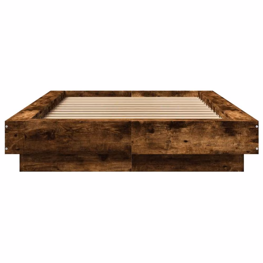 Berkfield Home Modern Bed Frame with LED Under-Bed Lighting and USB Charging Port in Smoked Oak Brown, W/D/H: 100 x 200 cm – 3