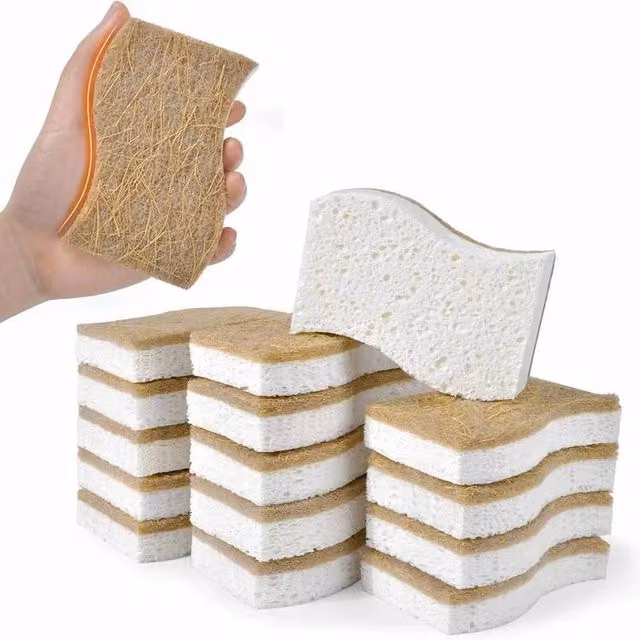 FLAVORA Natural Kitchen Sponges, 24 Pieces, Beige