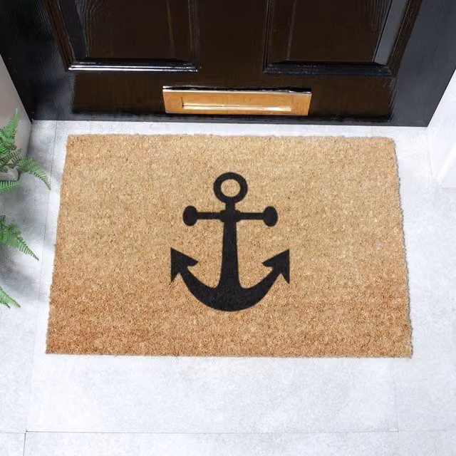 Artsy Mats Anchor Nautical Doormat in Black and Multicolour, W/D: 60 x 40 cm – 1