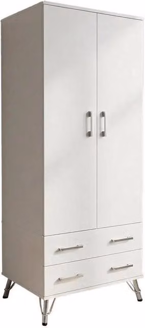 KORVIXA White 2 Door 2 Drawer Wardrobe with Hanging Rail, W/D/H: 100 x 100 x 100 cm