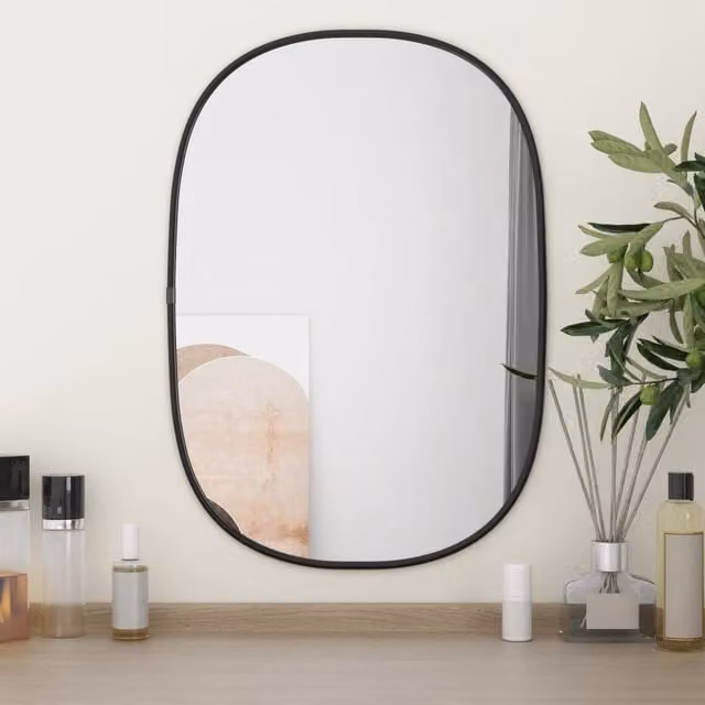 Berkfield Home Minimalist Rectangular Wall Mirror in Black, W: 50 cm, H: 35 cm – 1
