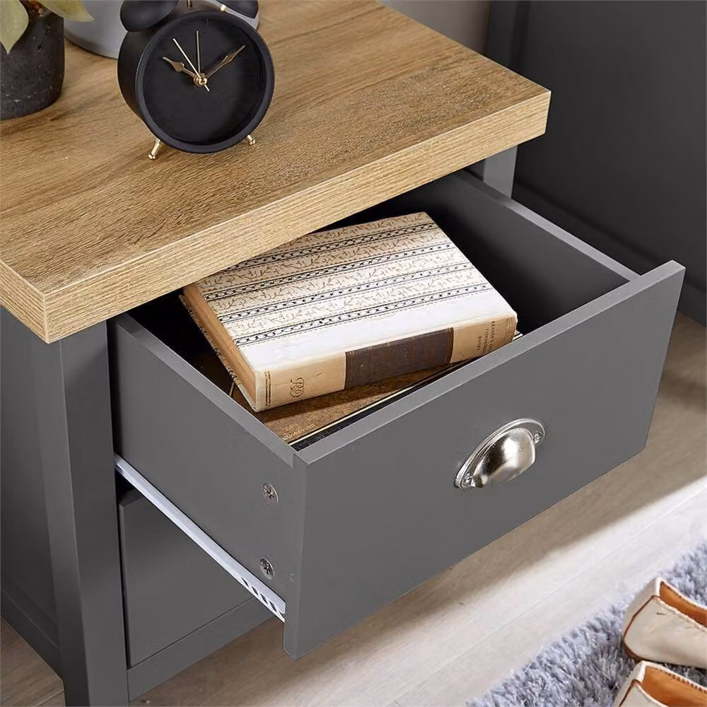 SPETLEK Bedside Cabinet with 2 Drawers in Dark Grey Graphite – 3