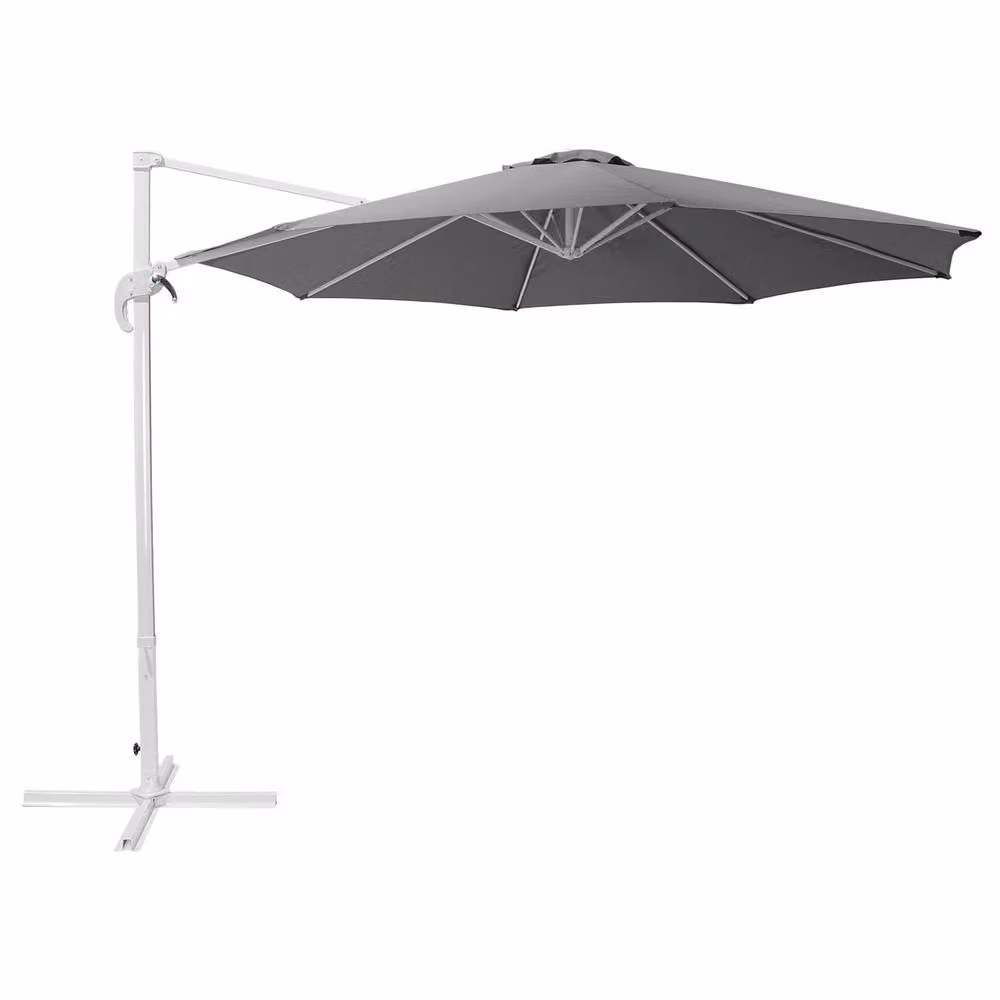 Wyld and Coco Cantilever Parasol with Dark Grey Polyester Canopy and White Steel Pole – 2