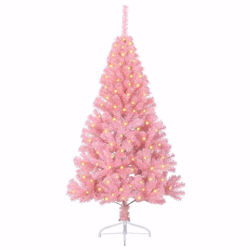 Berkfield Home Artificial Pre-lit Pink Christmas Tree with 150 LEDs, Height: 150 cm – 3