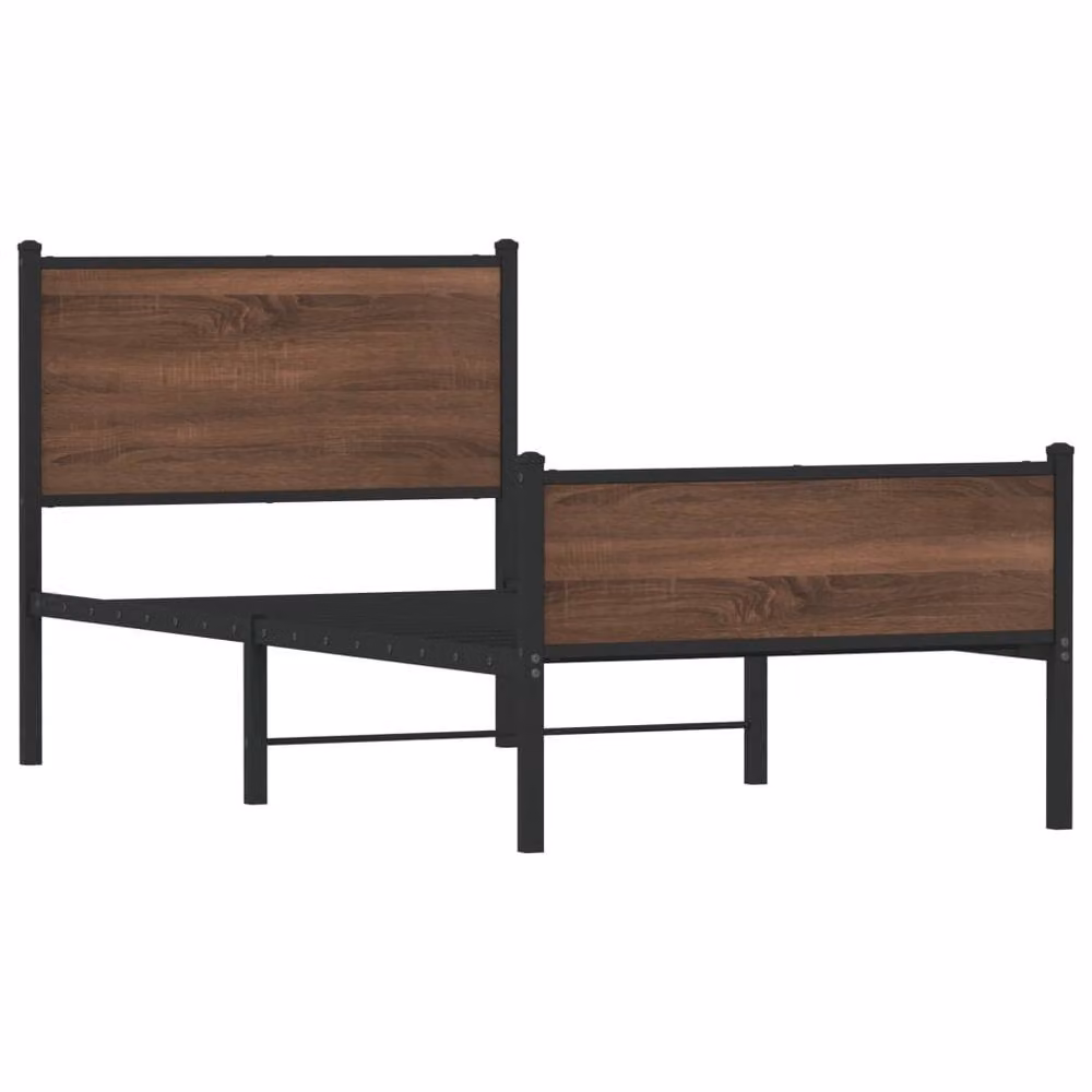Berkfield Home Metal Bed Frame in Brown Oak, W: 80 cm, L: 200 cm – 3