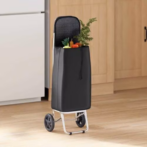 vidaXL Folding Shopping Trolley in Black, W/D/H: 35 x 28 x 92 cm – 2