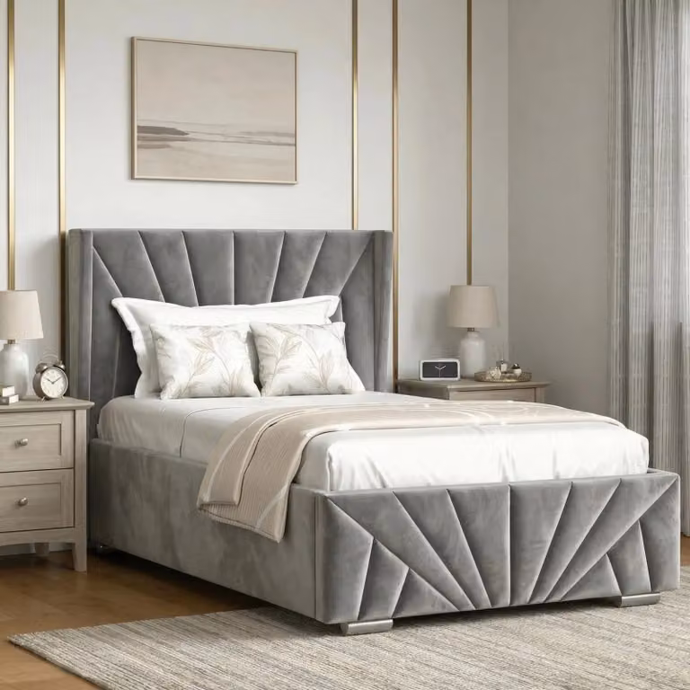 DHS Sunrise Velvet Ottoman Storage Bed Frame, Single (3ft), Dark Grey, W/D/H: 90 x 190 cm