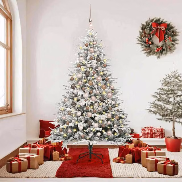 Berkfield Home Artificial Pre-lit Christmas Tree with Ball Set, Green, Height: 180 cm