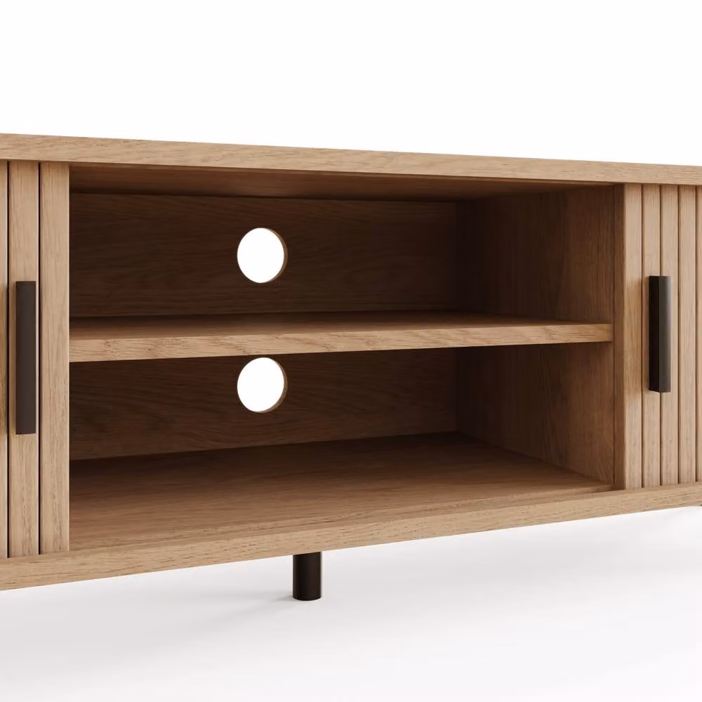 GFW Omari Scandinavian Style TV Unit in Light Oak with Wood and Metal Finish – 3