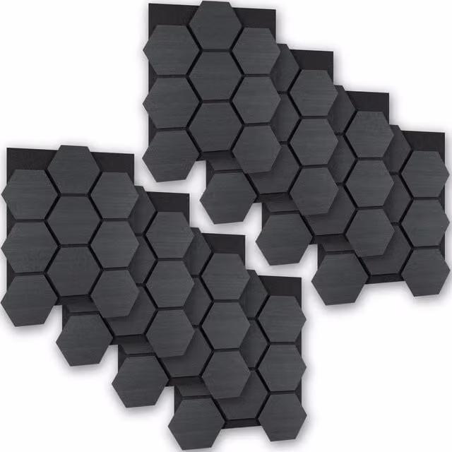 tectake Sound-Absorbing Felt Acoustic Panels in Black Oak Wood Look, W/H: 62 x 76 cm