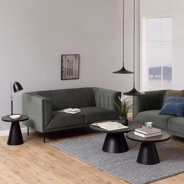 Furniture To Go Soli Low Round Ceramic Coffee Table in Black Matt