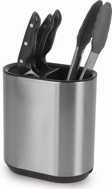 MantraRaj Silver Stainless Steel and Plastic Kitchen Utensil Holder and Knife Block Storage Organizer