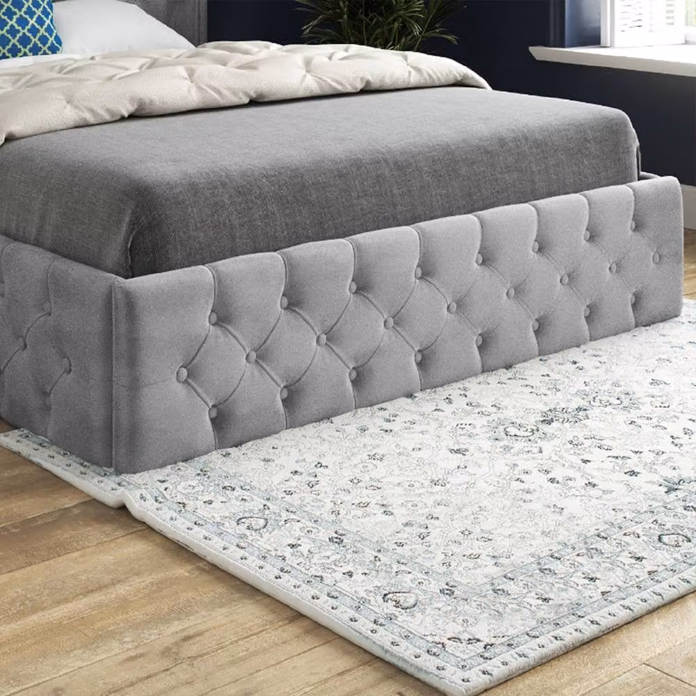 Casani Tackley Upholstered Grey Velvet Designer Bed Frame, W/D/H: 137 x 120 x 200 cm – 5