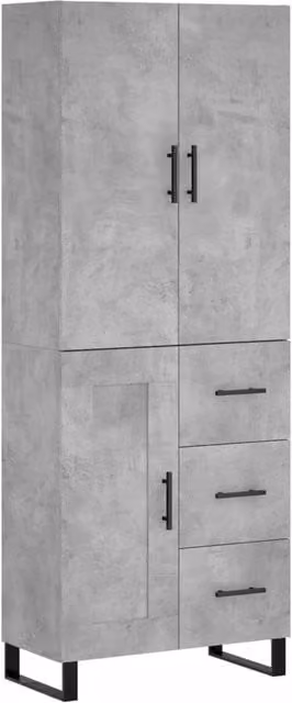 Berkfield Home Highboard in Concrete Grey, W: 69.5 cm, D: 34 cm, H: 180 cm