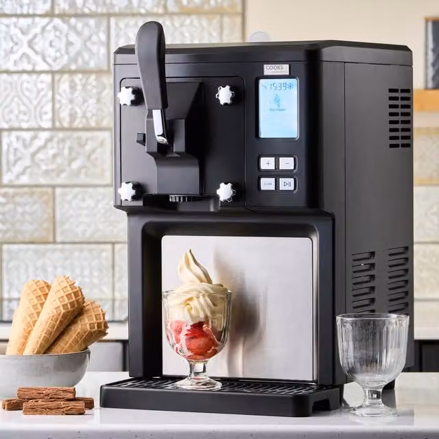 Cooks Professional Digital Luxury Soft Serve Ice Cream Maker in Black with 6 x 1L Dairy Free Mix
