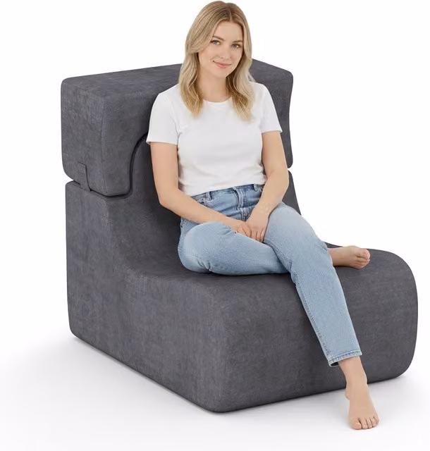 Costway Grey Velvet Tub Reading Chair with Armrests