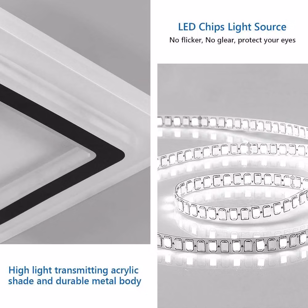 Pheashine Black and White Square LED Ceiling Light, 38W, 6500K Cool White, W/D/H: 29 x 29 x 5.5 cm – 2
