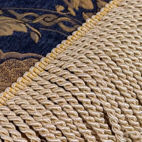 Paoletti Shiraz Floral Jacquard Fringed Throw in Navy and Gold, W: 130 cm, L: 170 cm – 2