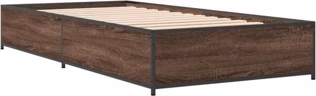 Berkfield Home Durable Bed Frame in Brown Oak, W/D/H: 101.5 x 200 x 29 cm – 1