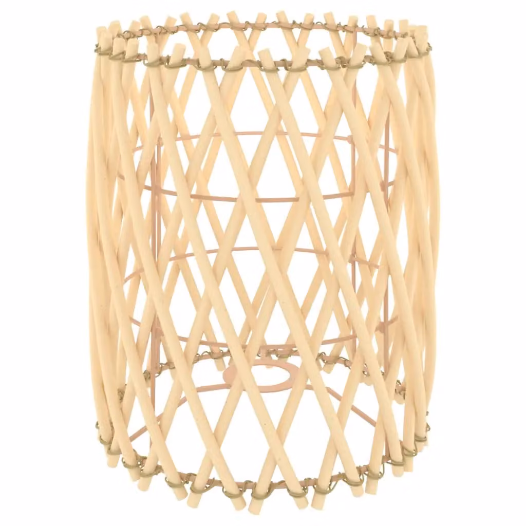 Berkfield Home Brown Wicker Cylinder Lamp Shade, W/D/H: 23 x 23 x 28 cm – 2