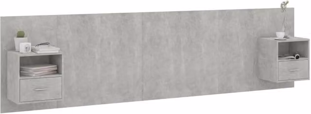 Berkfield Home Classic Bed Headboard with Integrated Nightstands and Side Compartments, Concrete Grey Engineered Wood, H 80.0 x W 120.0 x D 48.5 cm